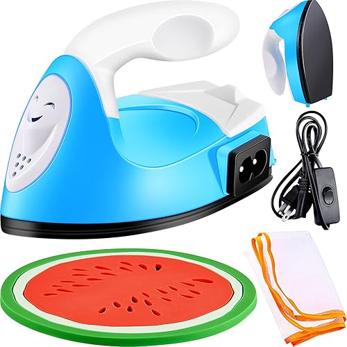 Mini plancha mini prensa de calor portátil práctica prensa de calor máquina de transferencia de calor con paño de malla almohadilla de silicona