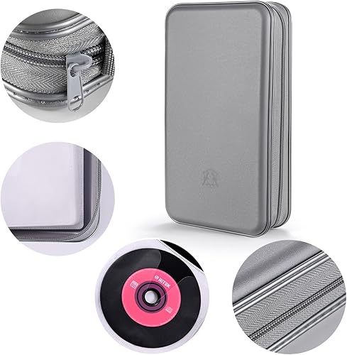 Miniatura 3 de Funda para DVD, estuche portátil para CD de capacidad para 96, soporte de almacenamiento de plástico duro para DVD, CD, cartera, organizador para