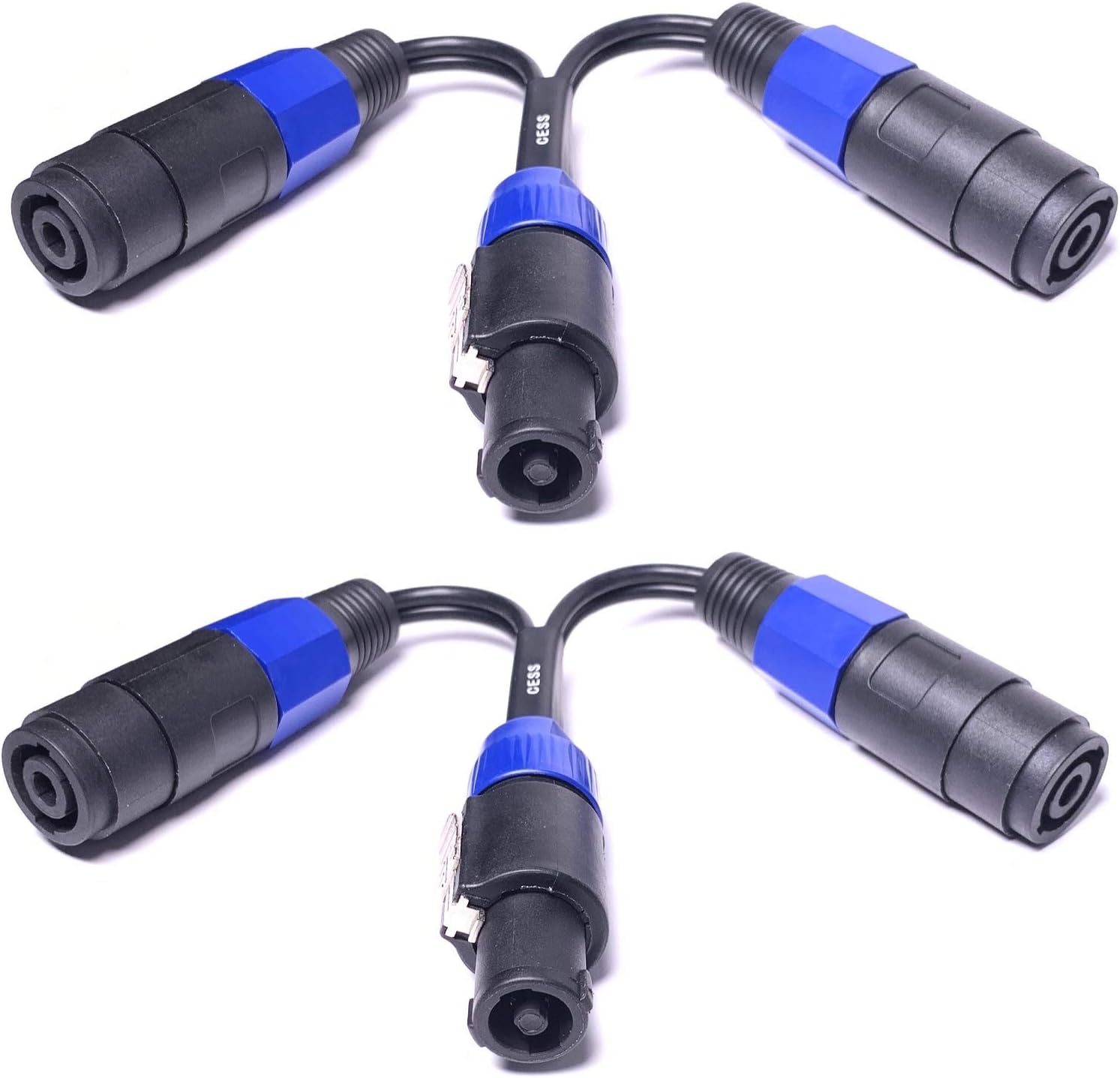 CESS-132 Speakon Splitter Cable, Speak-on Break Out for Speaker Cable, 2 Pack (1-Male to 2-Female)