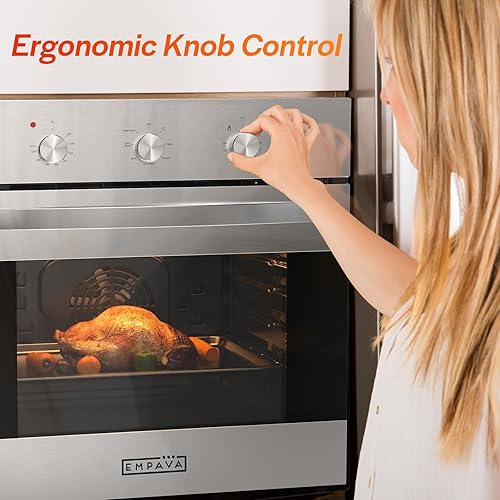 Miniatura 10 de Empava Horno eléctrico de 24 pulgadas de acero inoxidable de 2.5 pies cúbicos integrado con funciones básicas de horneado para asar, control de