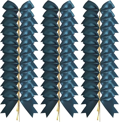 Miniatura 2 de Micomon 50 lazos de cinta de satén azul turquesa de 3-12 pulgadas con lazos giratorios para envolver regalos, embalaje, decoración de Navidad (verde