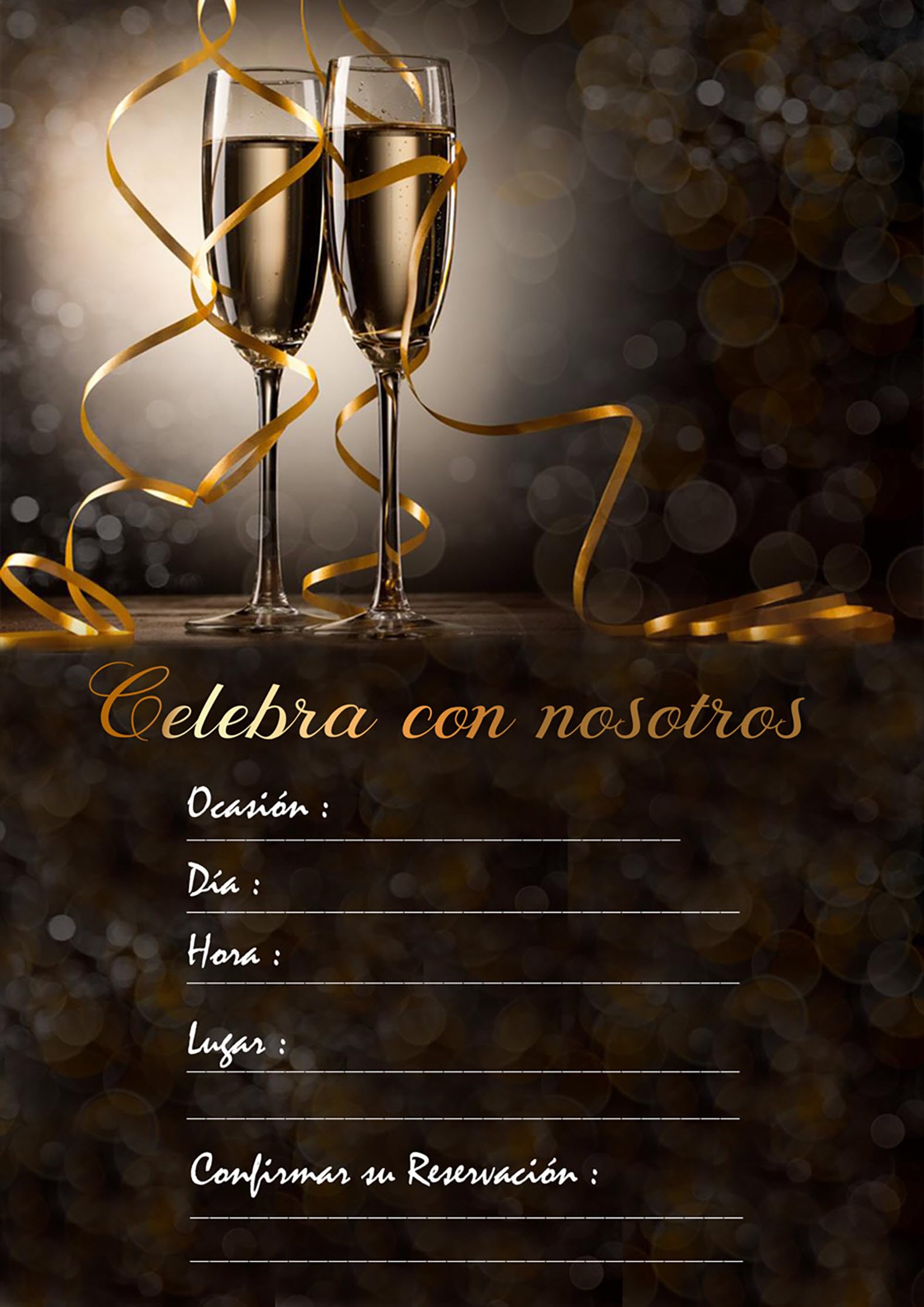 JT Studios 'Celebra con nosotros' Invitations 5x7 inches - Spanish Cards with Envelopes, Pack of 25 - Elegant Double-Sided Invites