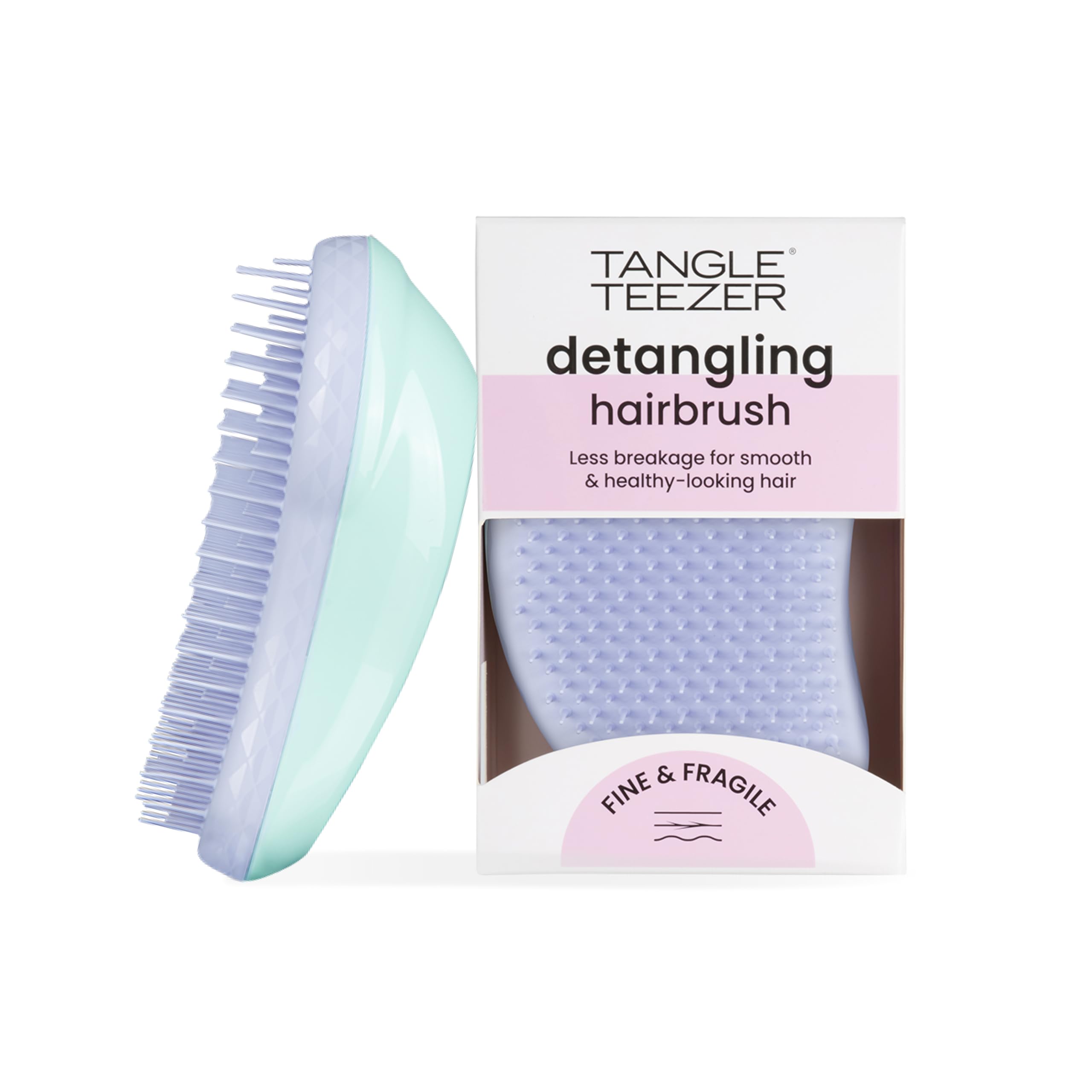 Tangle Teezer Fine and Fragile Ultimate, do włosów farbowanych, cienkich i delikatnych - Miękkie, elastyczne ząbki redukują łamanie i ciągnięcie - Łagodna dla delikatnych włosów - Miętowo-fioletowa