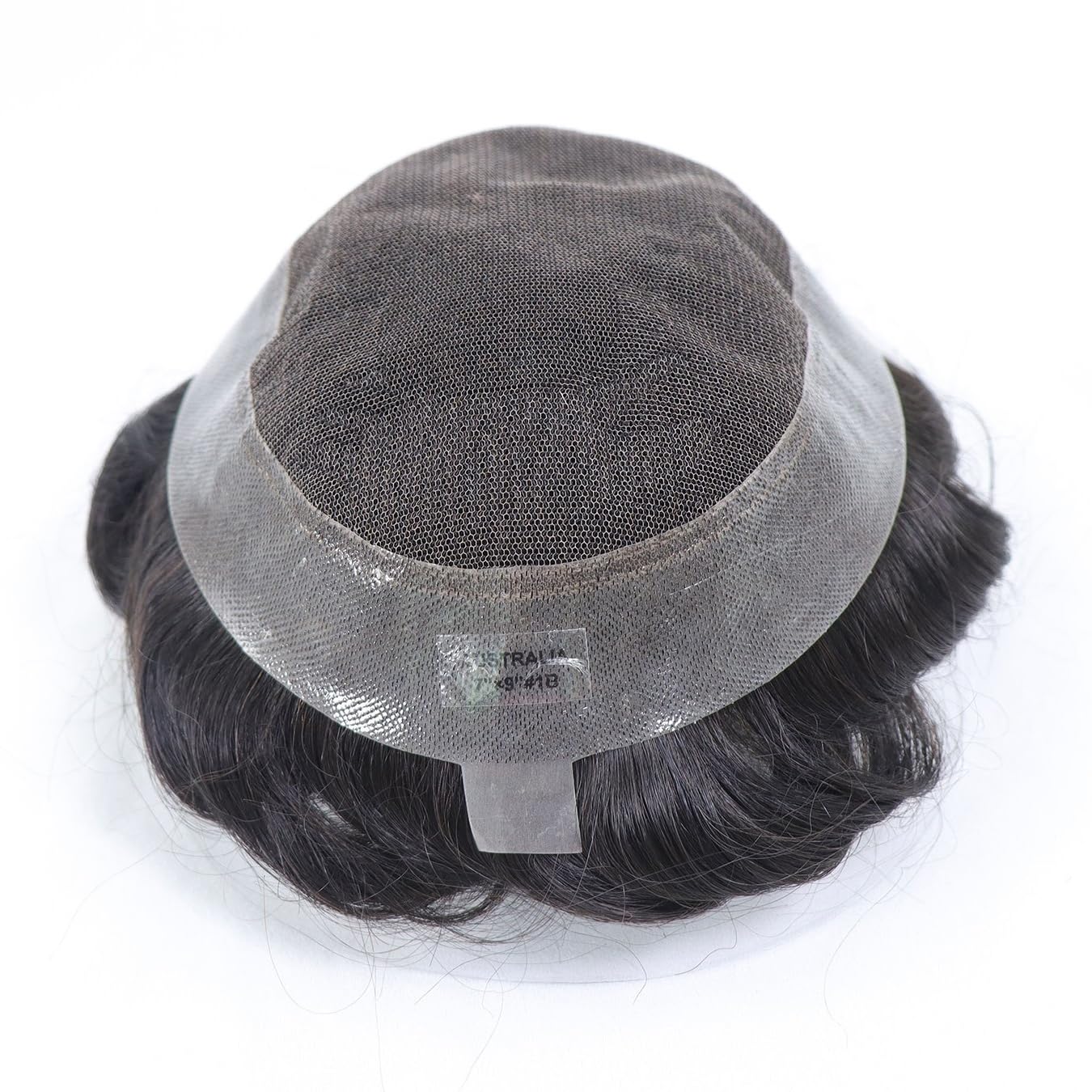 Toupet da uomo, capelli umani, pizzo francese, centrale in poliuretano