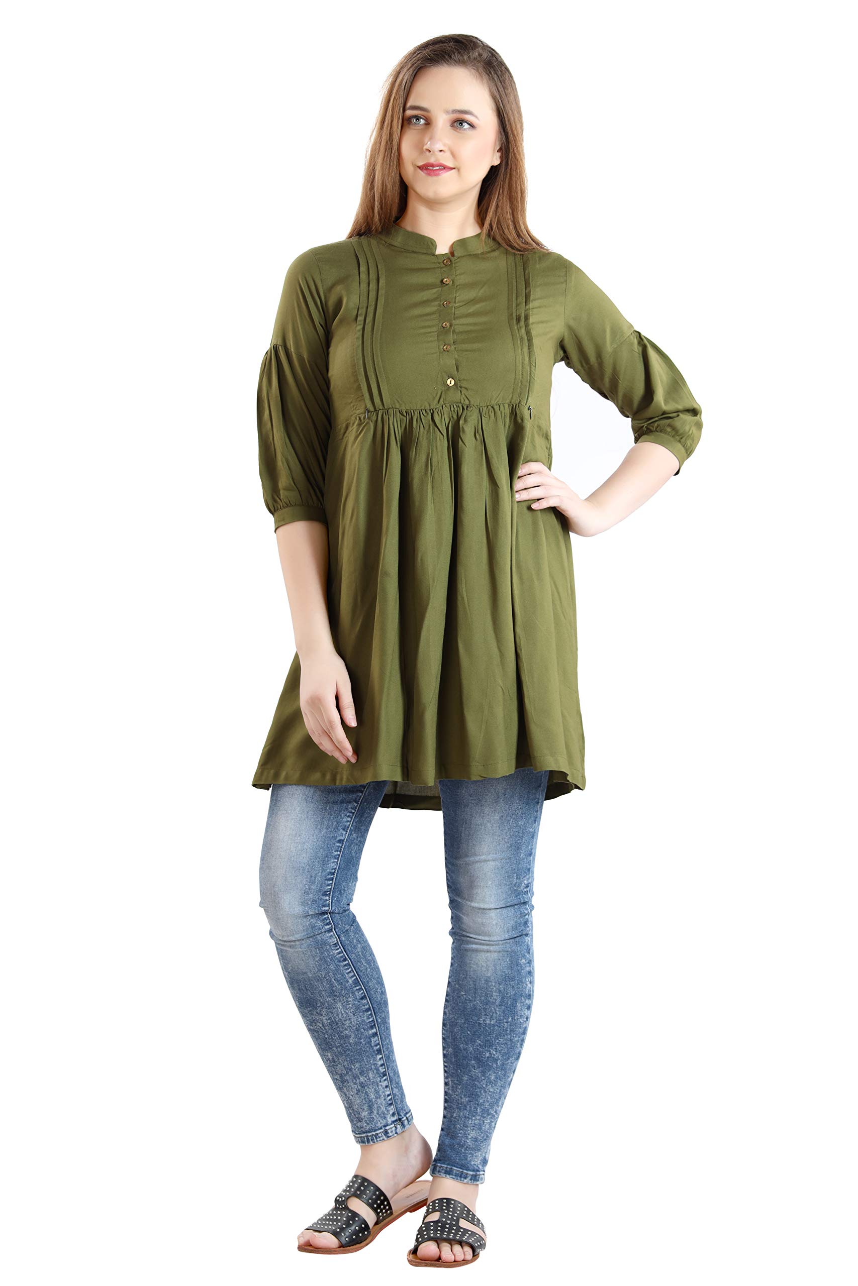 AV2 Cotton Women Maternity| Feeding Tunic Regular Fit Kurti |Olive| Medium - Image 7 thumbnail