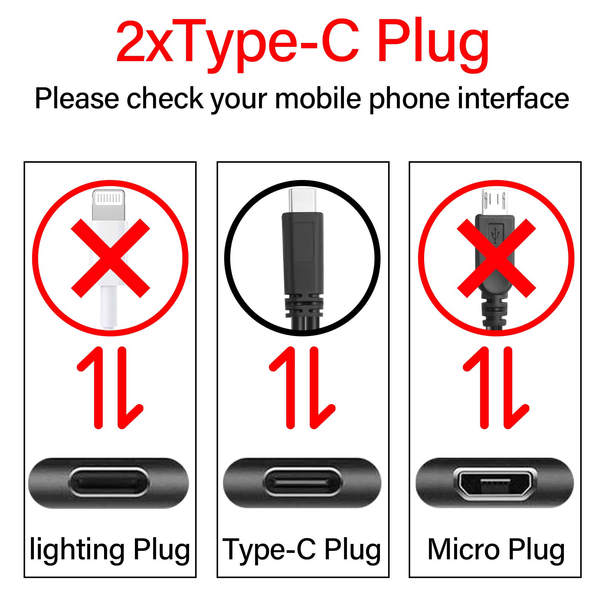 MISYNLON USB-C Cavo Splitter Doppio Tipo C 2 in 1, Cavo Corto per S23/S22/S20, IP15/16, Telefoni Cellulari, Tablet e Altro Ancora, Nero (1 m