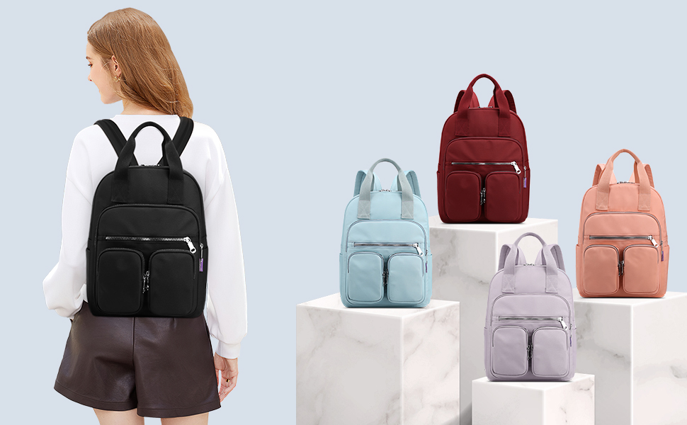 FORRICA Ragazze Zaino Studenti Zaini Scuola Donna Porta PC 15,6 Pollici Borsa Zainetto Impermeabile Poliestere Daypack per Viaggio Campeggio Grigio Blu