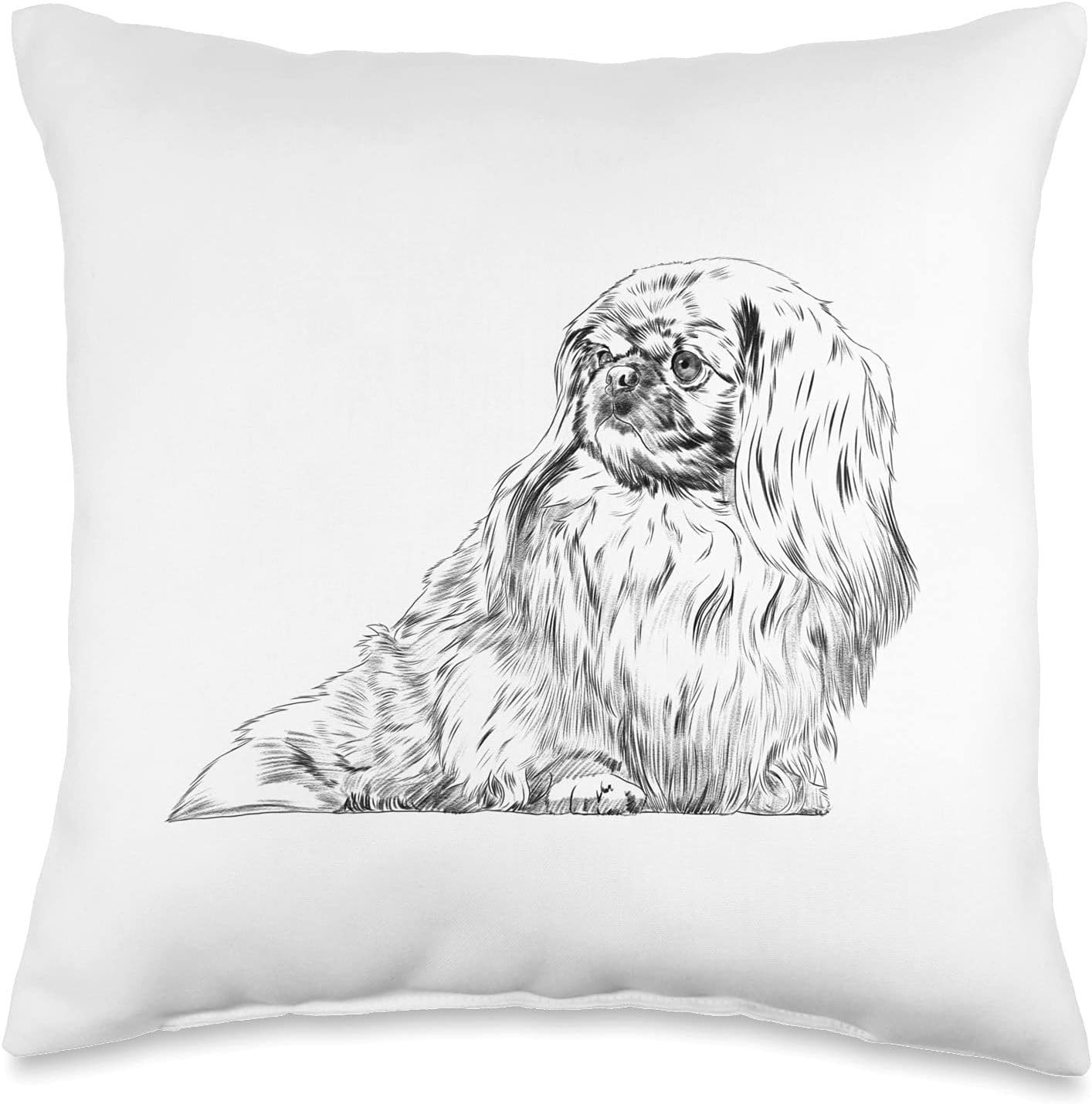 Sitting Dog Pekingese Throw Pillow