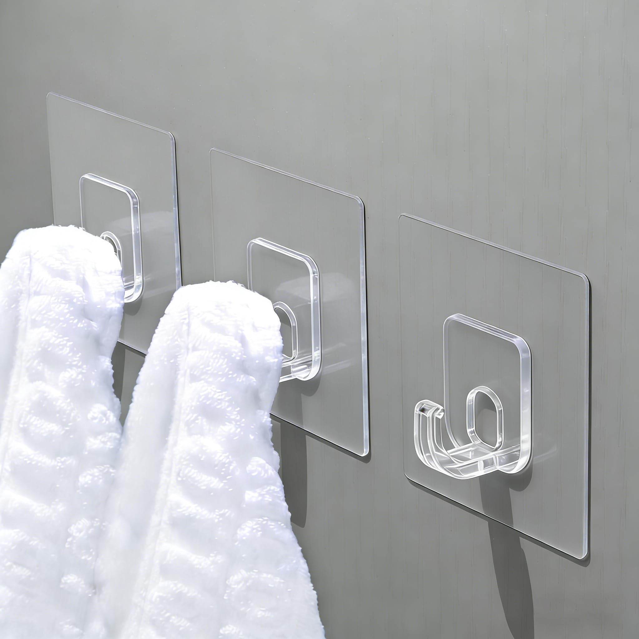 Strjobaili Large Adhesive Hooks 33lb Clear - 20 Pack