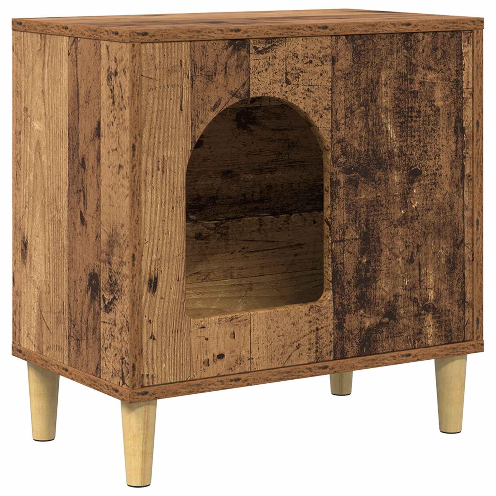 Casa para gatos en aspecto de madera vieja, 51 x 30 x 52 cm, cueva