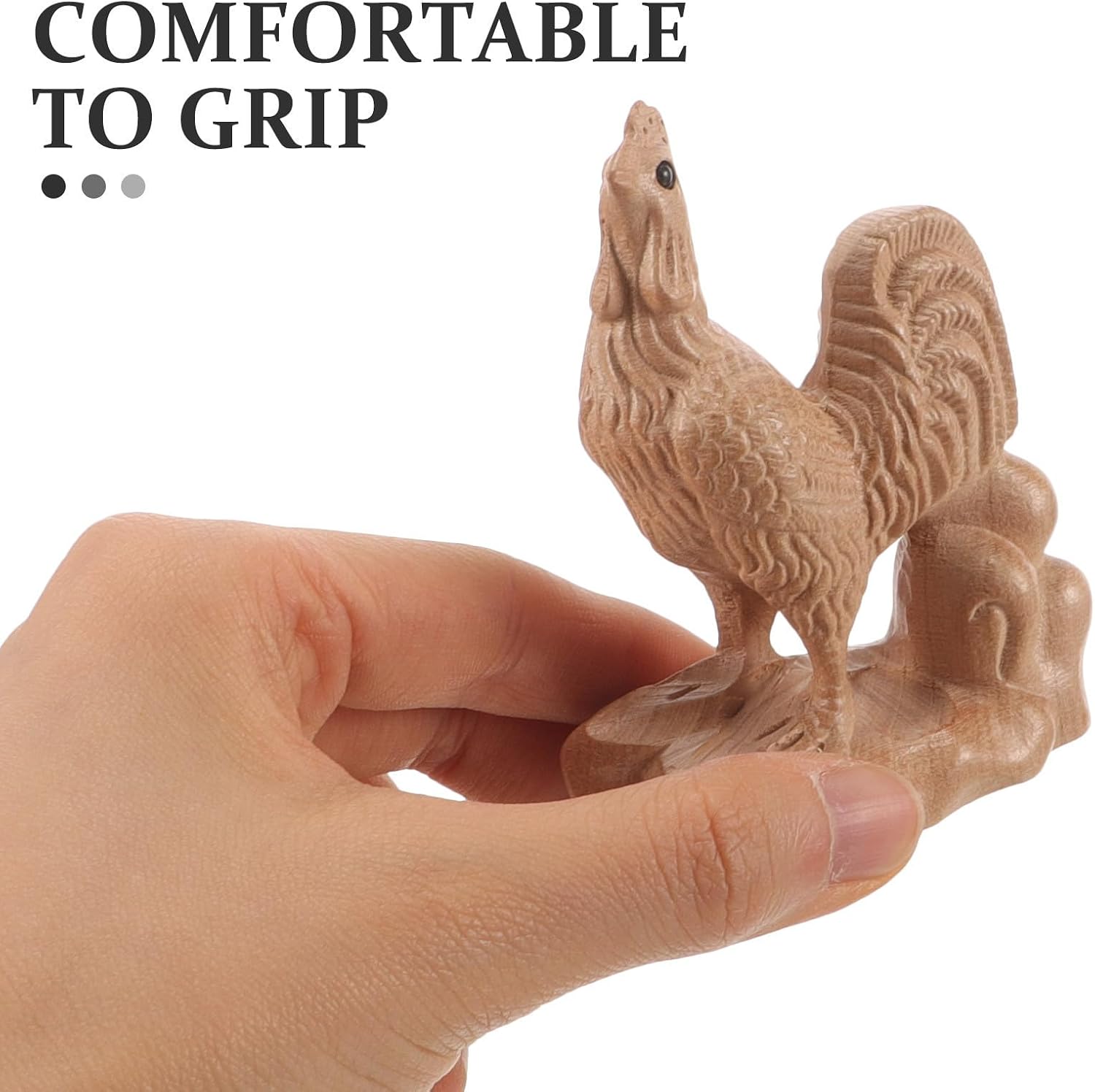 Elegant Wooden Chicken Figurine Brown Collectible Decor for Home image 4