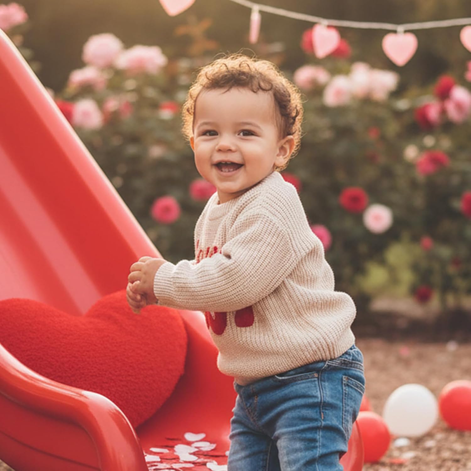 Toddler Baby Boy Valentine's Day Sweater Outfit Long Sleeve Embroidery Knit Tops Winter Pullover Infant Fall Clothes - Image 4