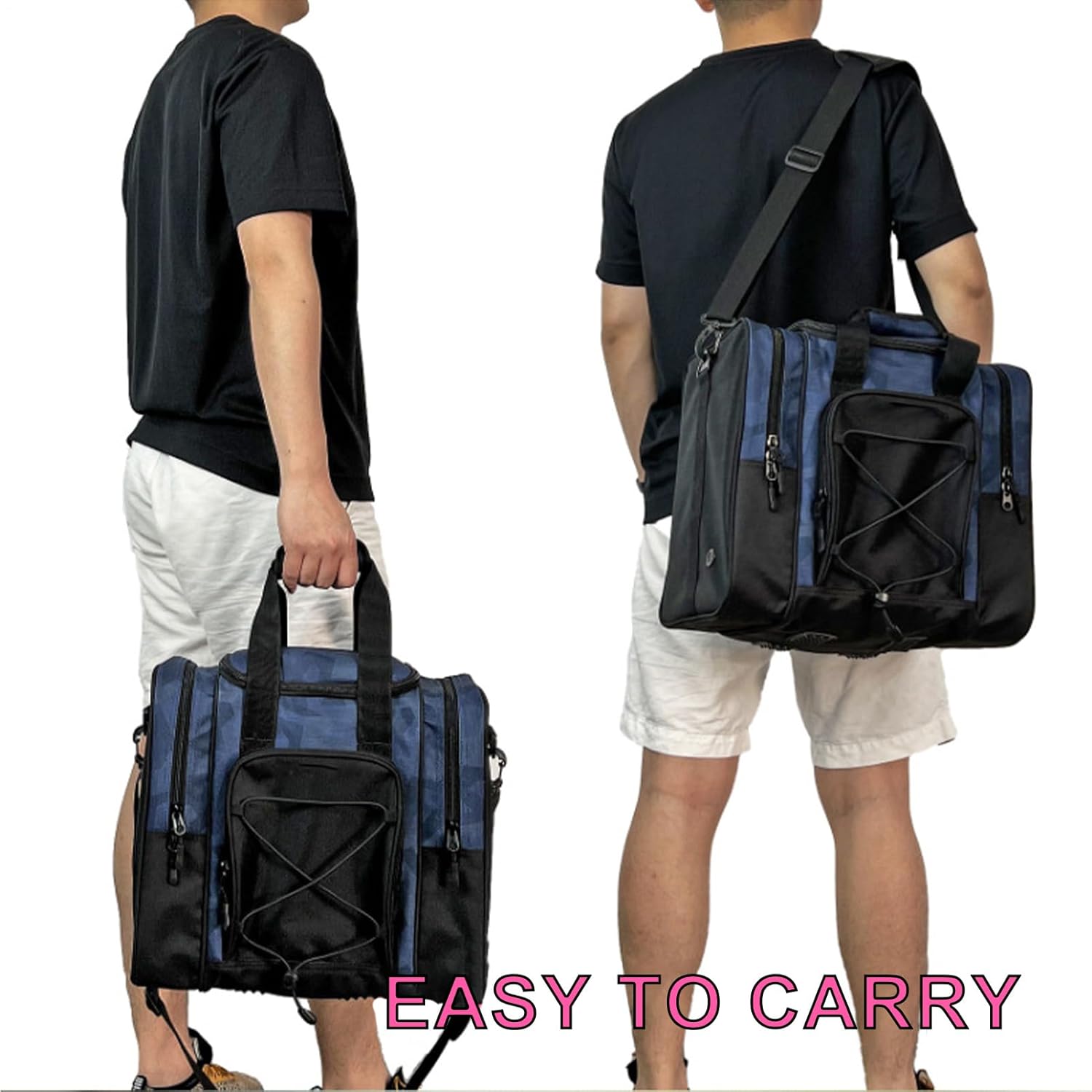 Bowling Ball Bag - Padded Tote, Single Ball Holder Case | Portable Shoe Compartment Storage with Strap, Zipper Accessory Pocket, Duraable Handle Grip, Travel Sports Bag for League or Practice Use