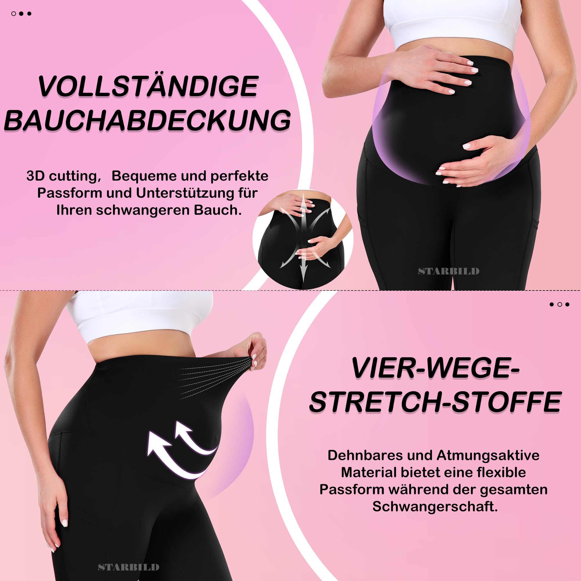 STARBILD Legging de Grossesse avec Poches sur Le Ventre