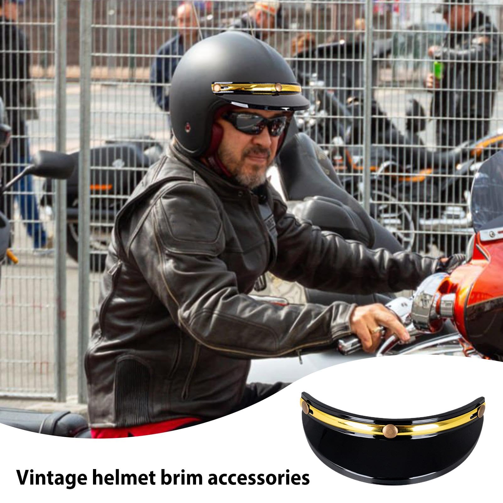 Chapeau Pare-Soleil Moto - Bouclier Casque Demi-Visage Avec Visière Protection UV