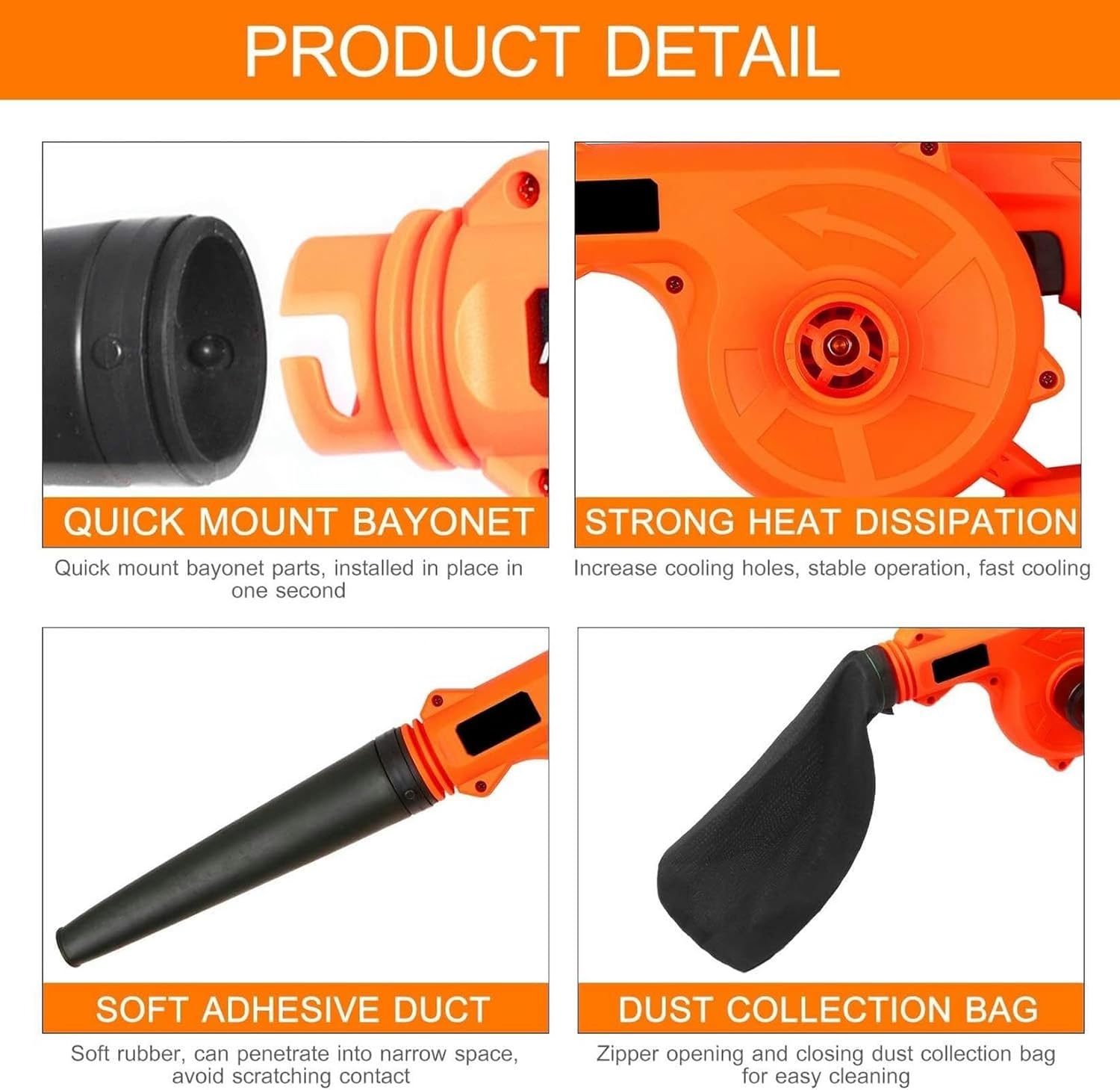 Cordless Leaf Blower Vacuum 21V 2-Pack 4.0Ah Lithium Battery, 2-in-1 Blower & Vacuum with Suction Hose & Carry Box