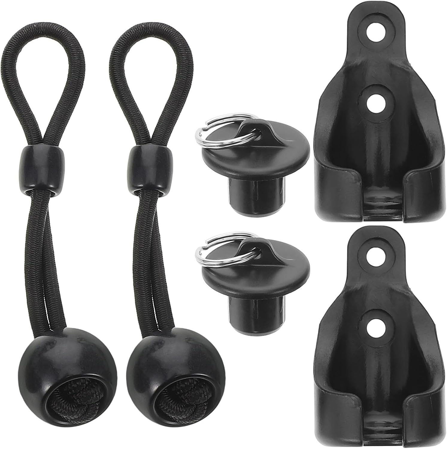 Luxshiny Curtain Rod Brackets and Bungee Ball Tie Kit Black Roller Blind Cord End Shade Accessory Kit with End Cap Replacement Parts for Window Shade Track