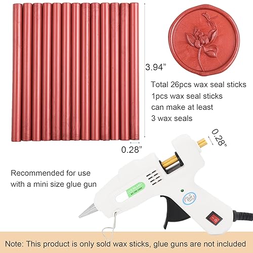 Miniatura 4 de 26 barras de sellado de cera color rojo vino, 26 unidades, pistola de pegamento para sello de cera, cera de sellado prémium para sobres, letras de