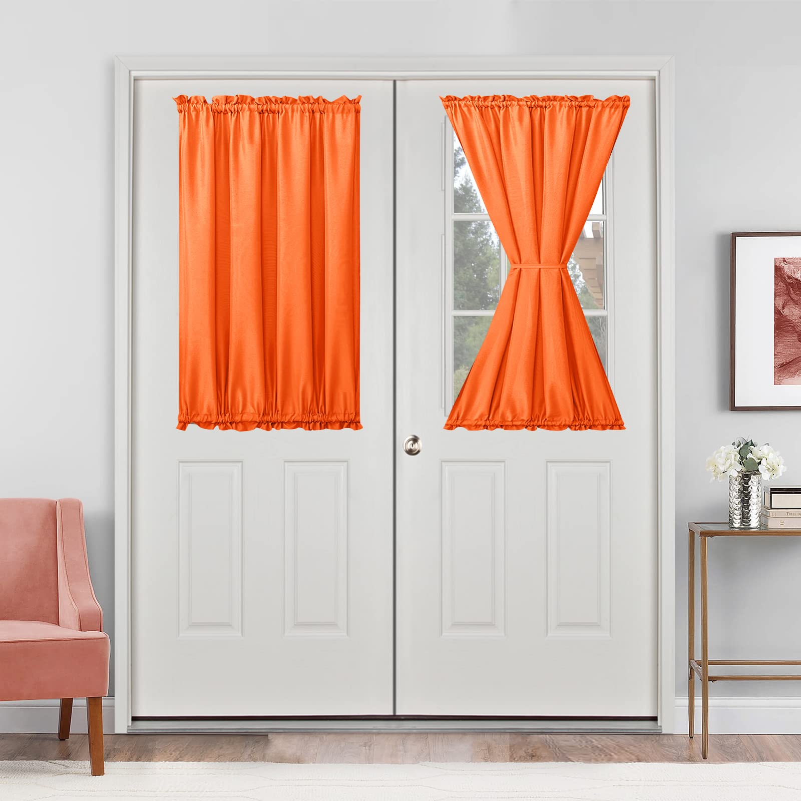 Rideaux de porte française l 61 cm pour tamiser la lumière du salon en automne