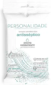 Lenço Umedecido Personalidade Antisséptico Hidratante 20 unidades 20cm X 15cm
