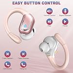 Wireless Earbuds, Bluetooth 5.4 Headphones Sport, 75H Stereo Ear Buds, Bluetooth Earbuds with 4 ENC Noise Canceling Mic, IP7 Waterproof Earphone with Earhooks, Dual LED Display, for Running, Rose Gold