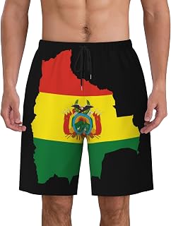 Bolivia Flag Map Mens Swim Trunks Quick Dry Swim Shorts Swimwear Bathing Suits with Pockets