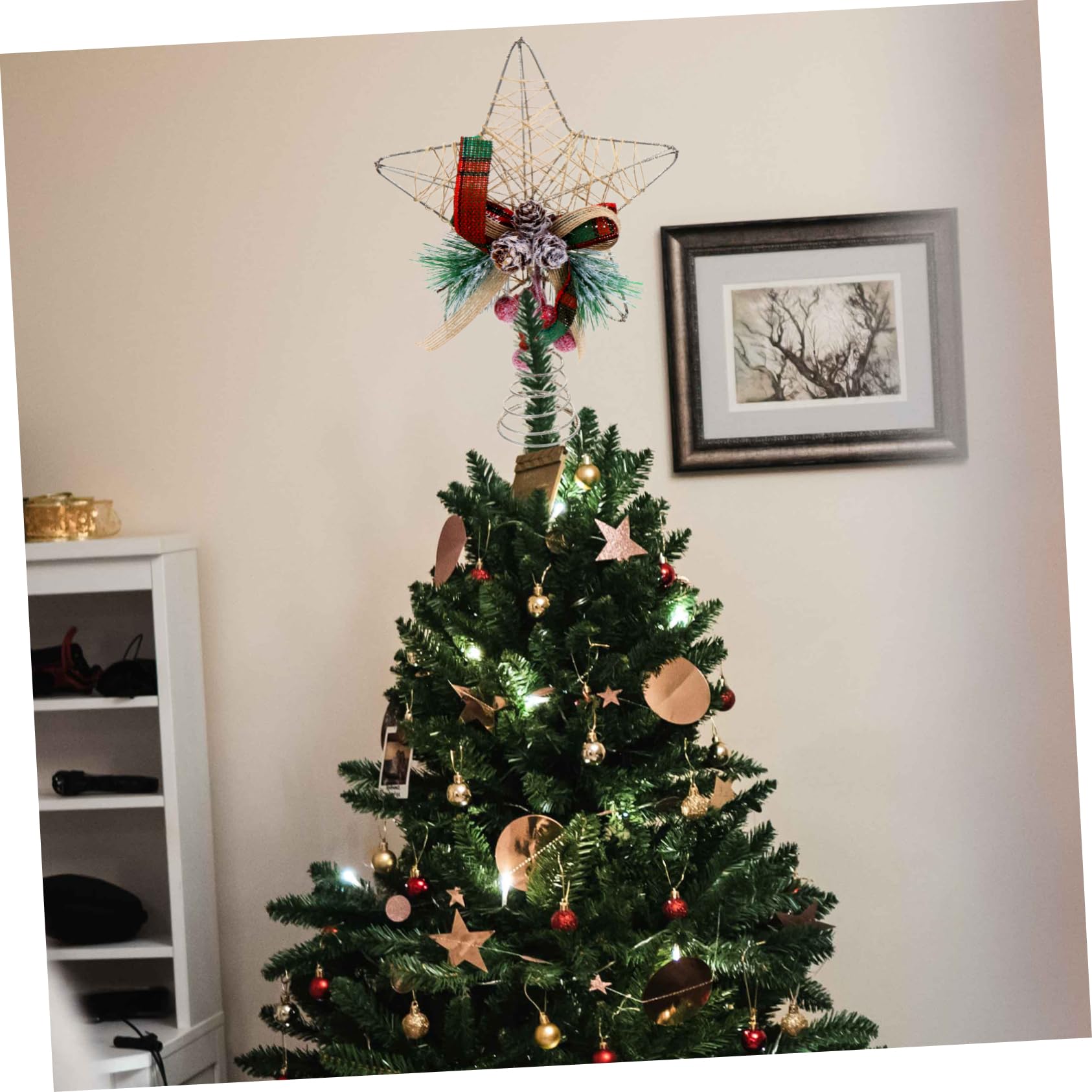 Cabilock 6 STK weihnachtsbaumspitze Stern Engel Christbaumspitze Weihnachten Neon Advent anhänger spriegel anhänger zurrösen ortgang Weihnachtsbaum-Anhänger Weihnachtsanhänger Stoff