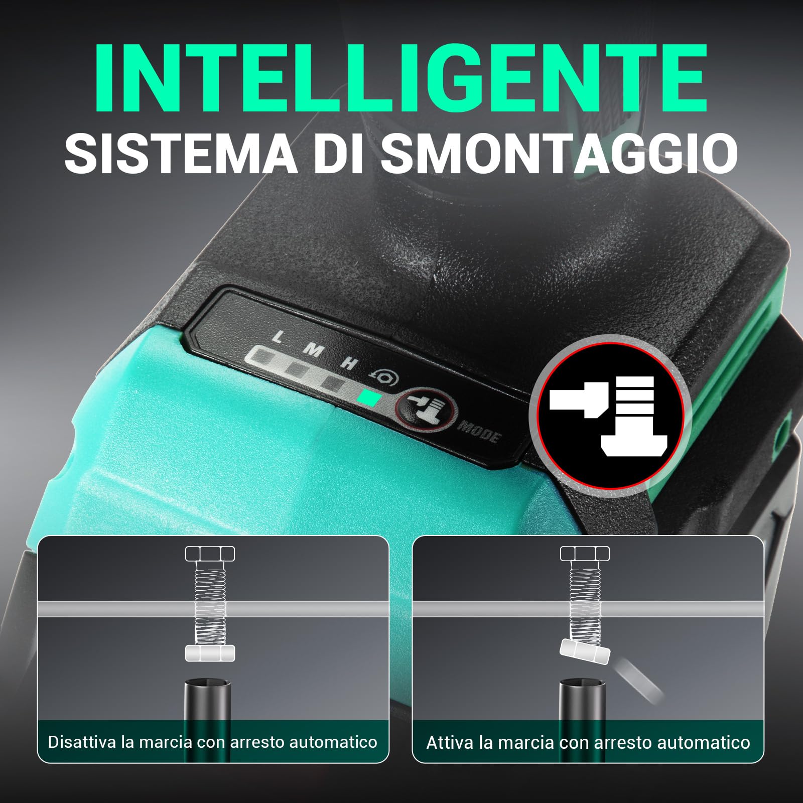 DCA Avvitatore a Impulsi Brushless da 20V, 682Nm di Coppia Massima, Attacco ad Anello da 13mm, Batteria al Litio da 4000mAh*2, 4 Modalità, Luce LED, Design Compatto, Funzione Smart Loosen, ADPB520
