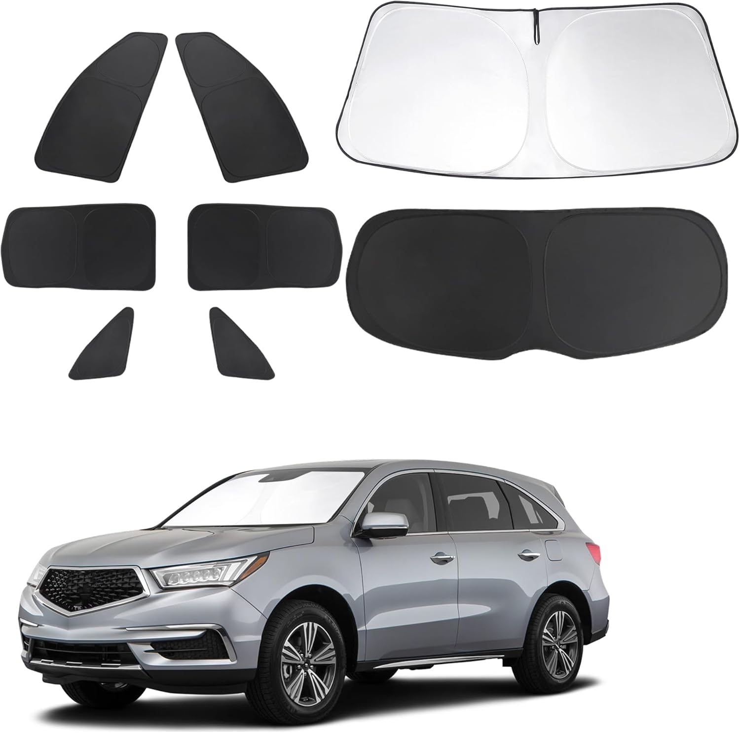 TINGLU Window Shades for Acura MDX 2014-2020 Accessories Car Side Full Windows Rear Triangular Windshield Sun Shade Sun UV Rays Privacy Protection for Camping Napping 8PCS