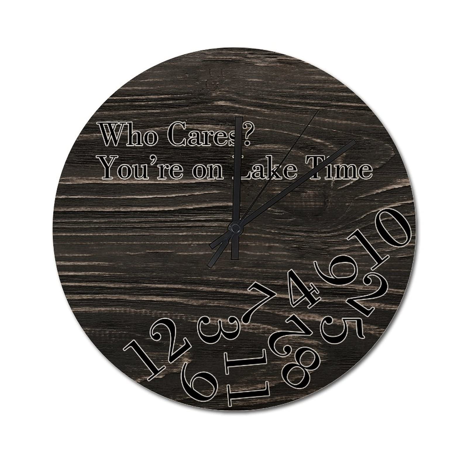 Horloge murale ronde rustique en bois vintage de 38 cm