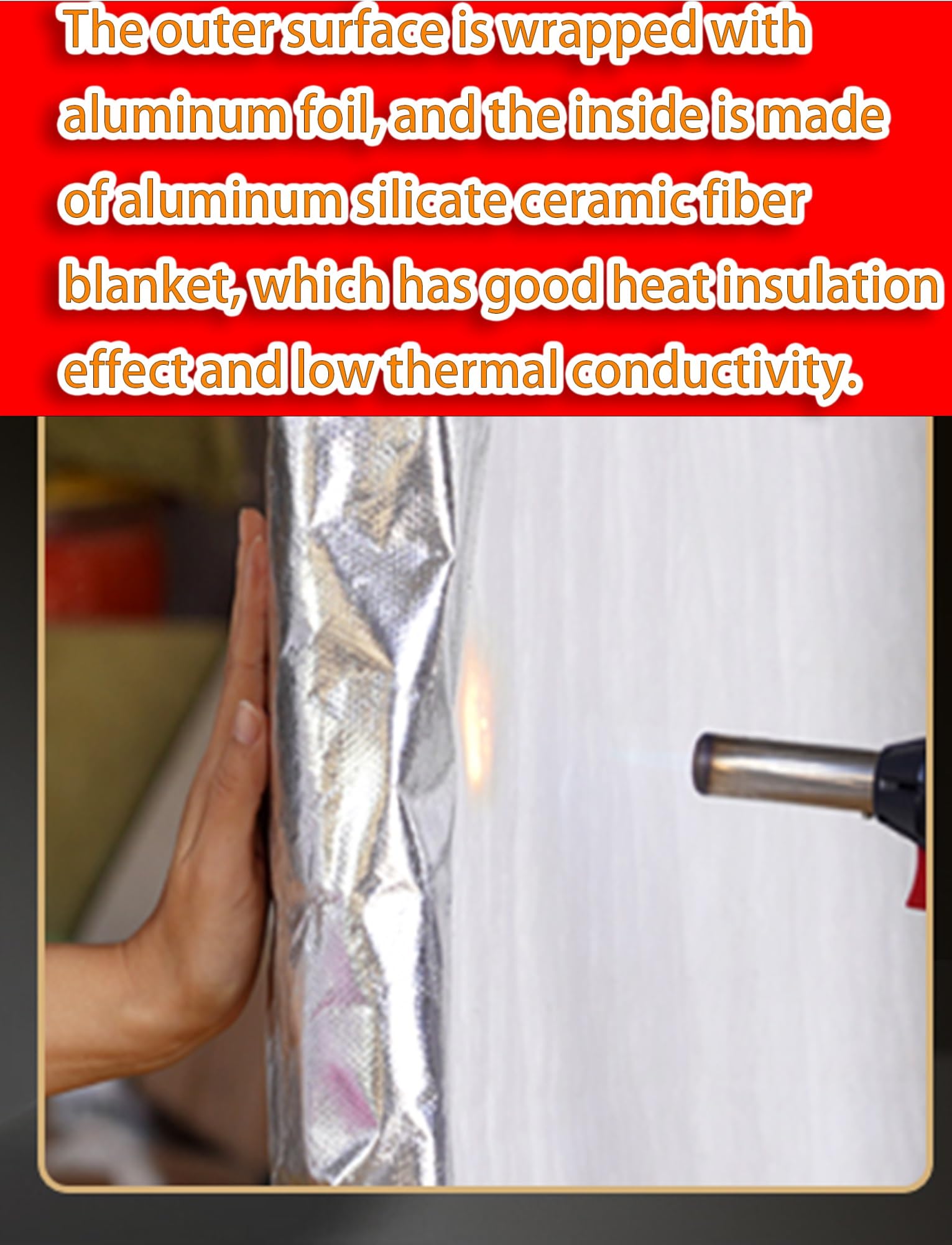 Manta aislante de fibra de cerámica con papel de aluminio, envoltura ignífuga de alta temperatura para HVAC y conductos de ventilación