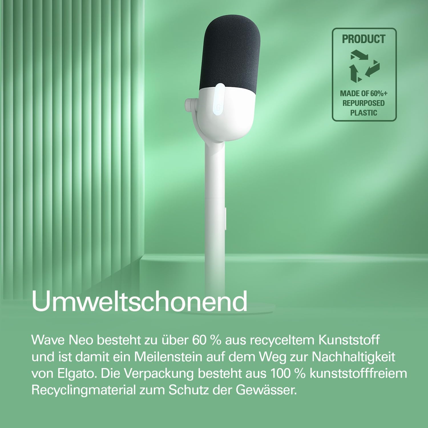 Elgato Wave Neo - USB Kondensatormikrofon, Stummschalten per Tippen, für Gaming, Streaming, Konferenzen, Sprachaufnahmen auf Teams/Zoom/Twitch/YouTube etc-kompatibel mit Laptop, PC, Mac, iPad, iPhone