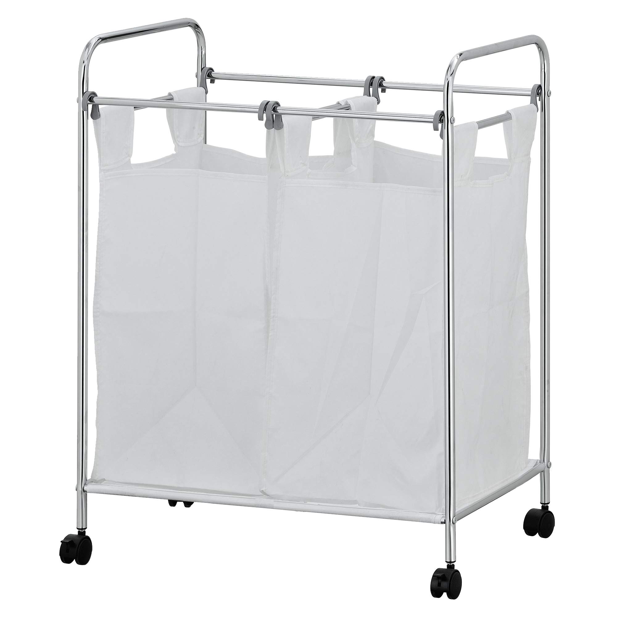 Furinno Wayar Laundry Sorter with Removable Bags, White/Chrome