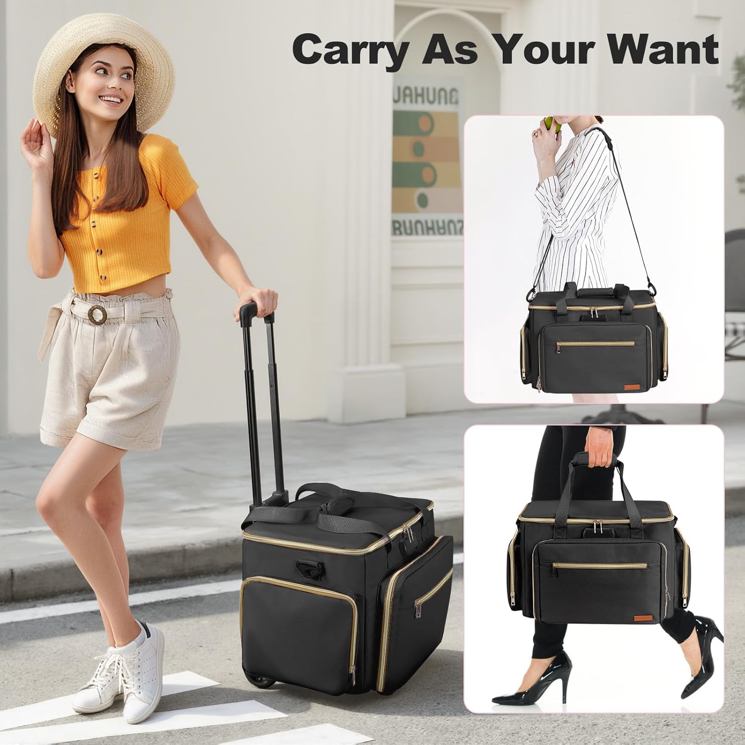 Housolution Rolling Teacher Bag with Wheels, Fits for 17" Laptop, Teacher Tote Bag with Detachable Trolley, Laptop Work Case with Anti Theft Lock, Briefcase Cart with Accordion File Organizer, Black - Image 6