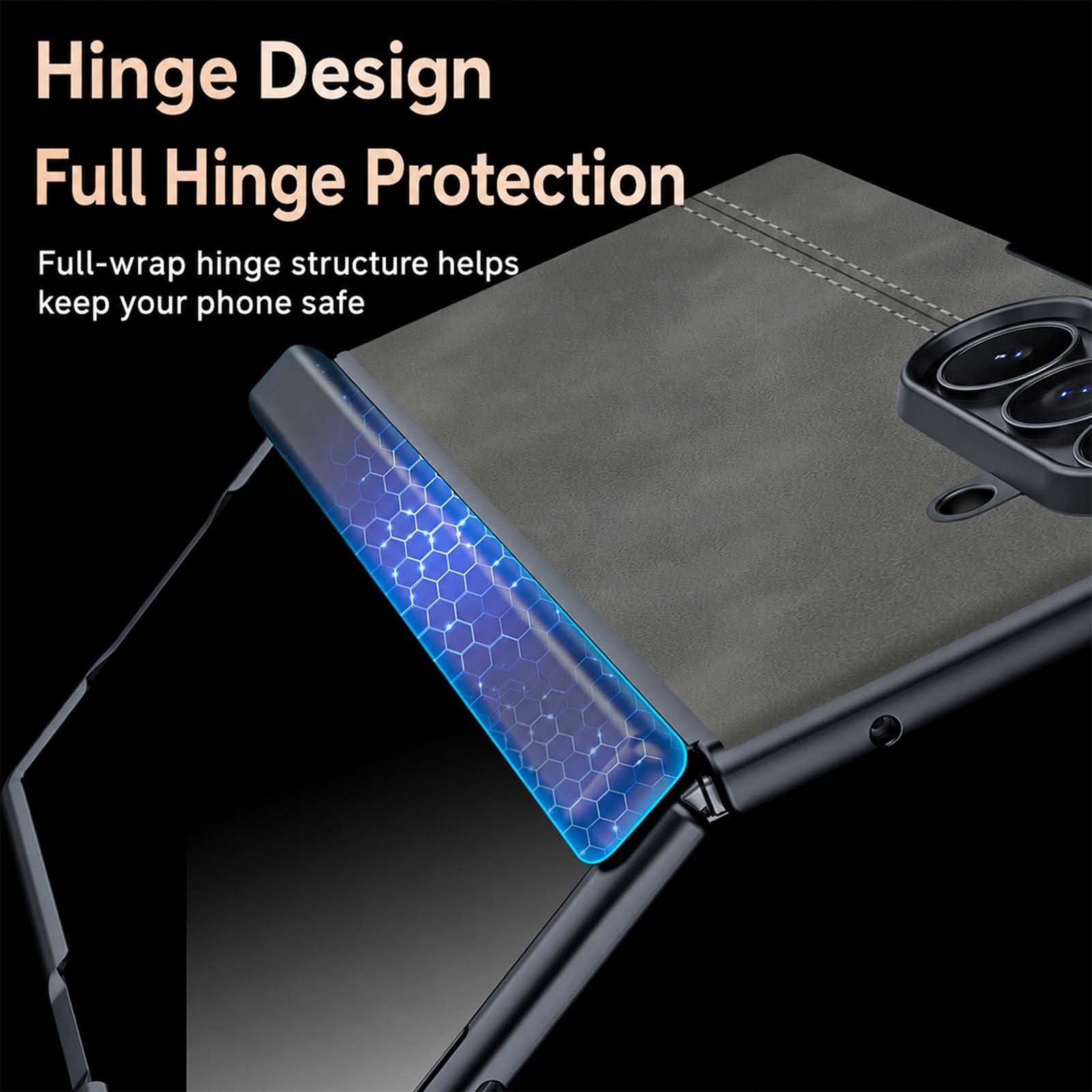 Generic etui kompatybilne z Samsung Galaxy Z Fold 8 Ultra (kolor: ciemnoszary skórzany twardy futerał z klapką z przezroczystą folią przednią