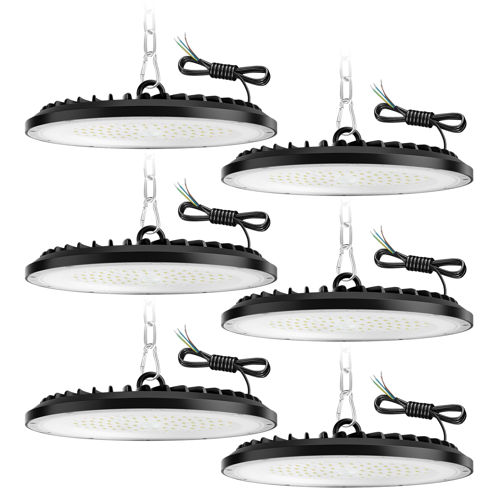ZXICH 200W UFO LED high Bay Light, 20000LM, 6000K Cool White UFO LED Workshop lamp, IP65 Waterproof Industrial lamp high Bay Light for Factories,Garage,Warehouse (6 PC, 200W)