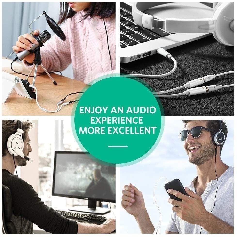 Image of 3.5mm Stereo TRRS 4 Pole Plug to 3.5mm Mic & Headset Female Jack Audio Adapter