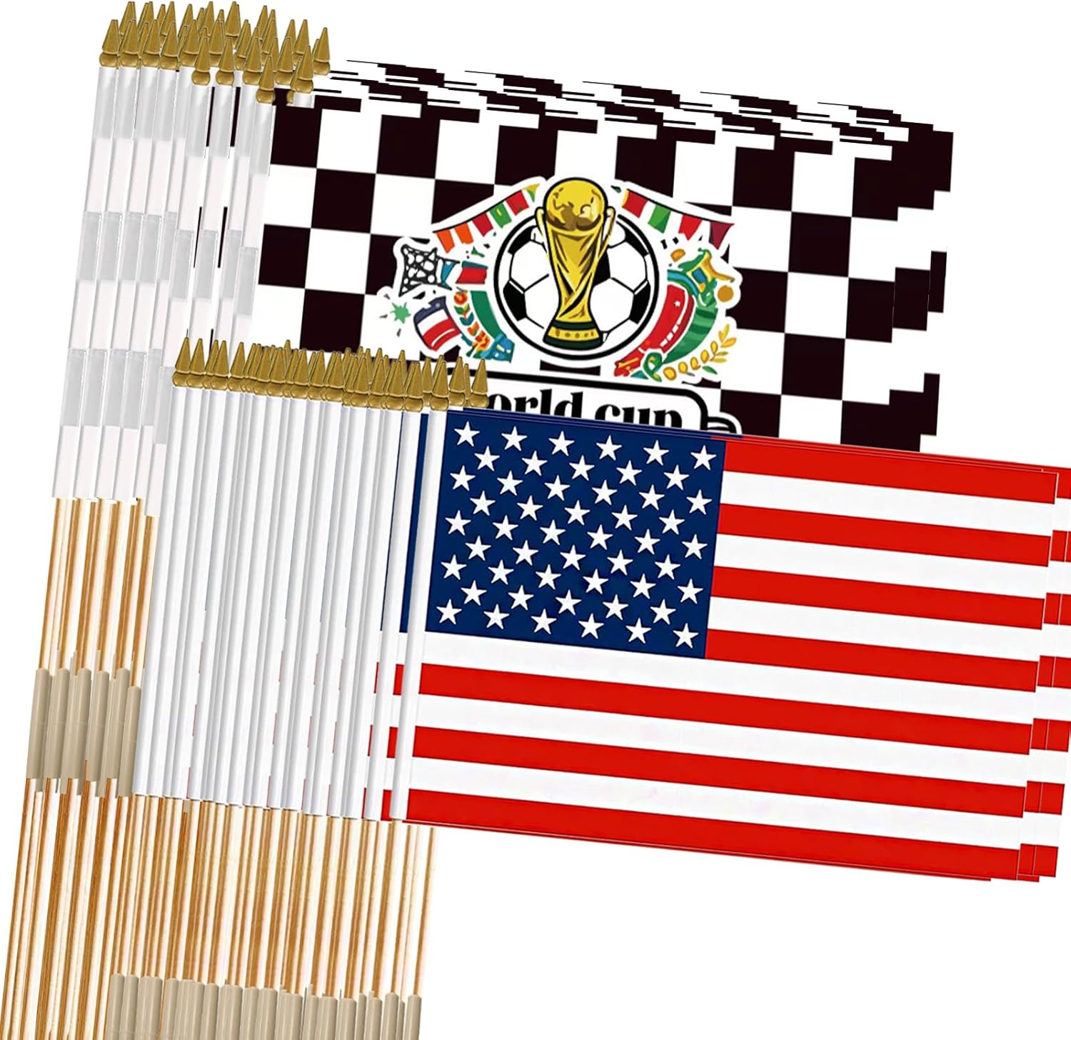 12x18 Inch American Flags on Stick - Patriotic American Flags for Outside, USA Stick Flag Perfect for Independence Day, Memorial Day, 4th of July Decorations (50)