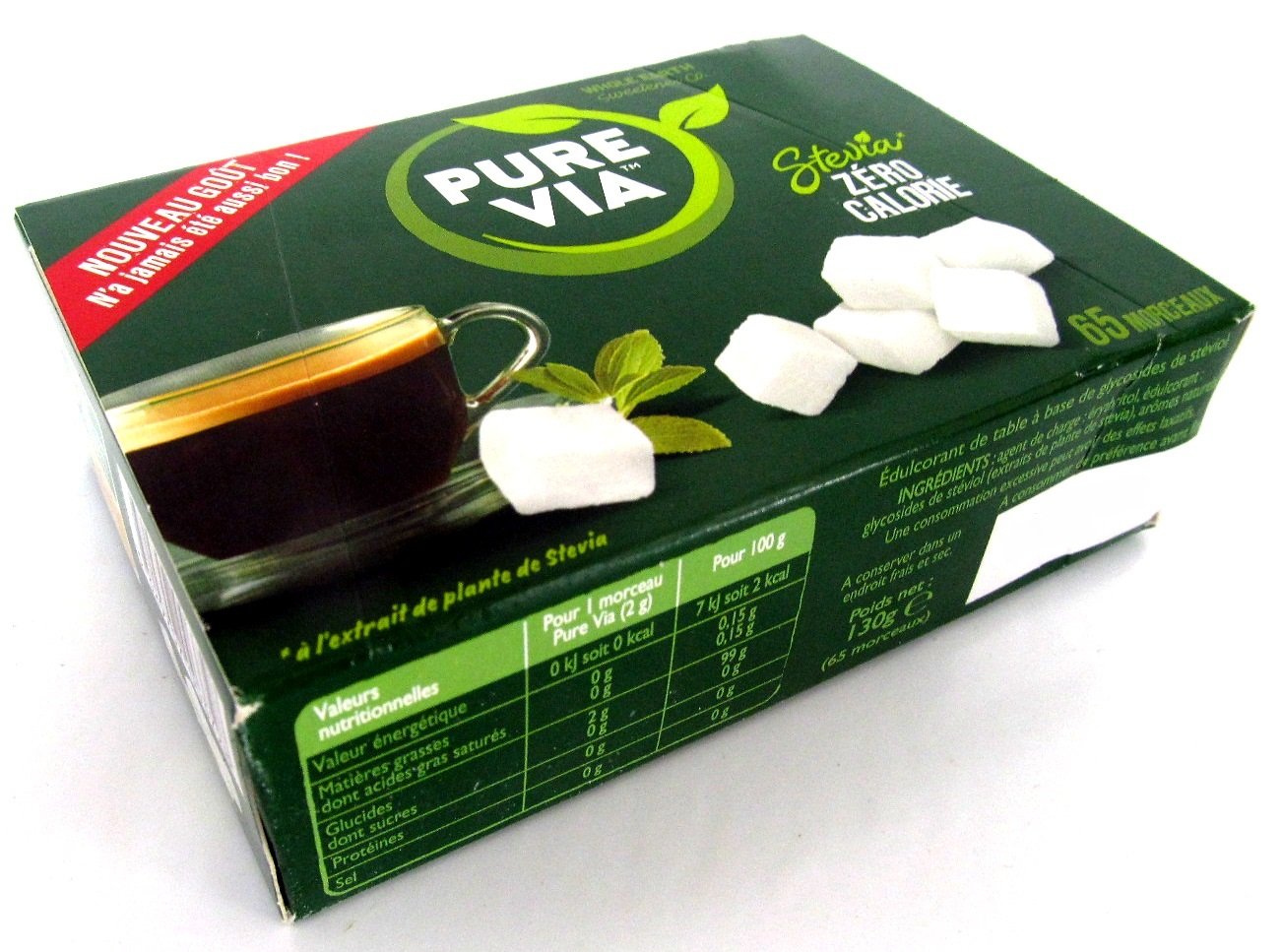 Stevia kostki cukrowe 65 sztuk 130 g zamiennik cukru bez kalorii Pure Via