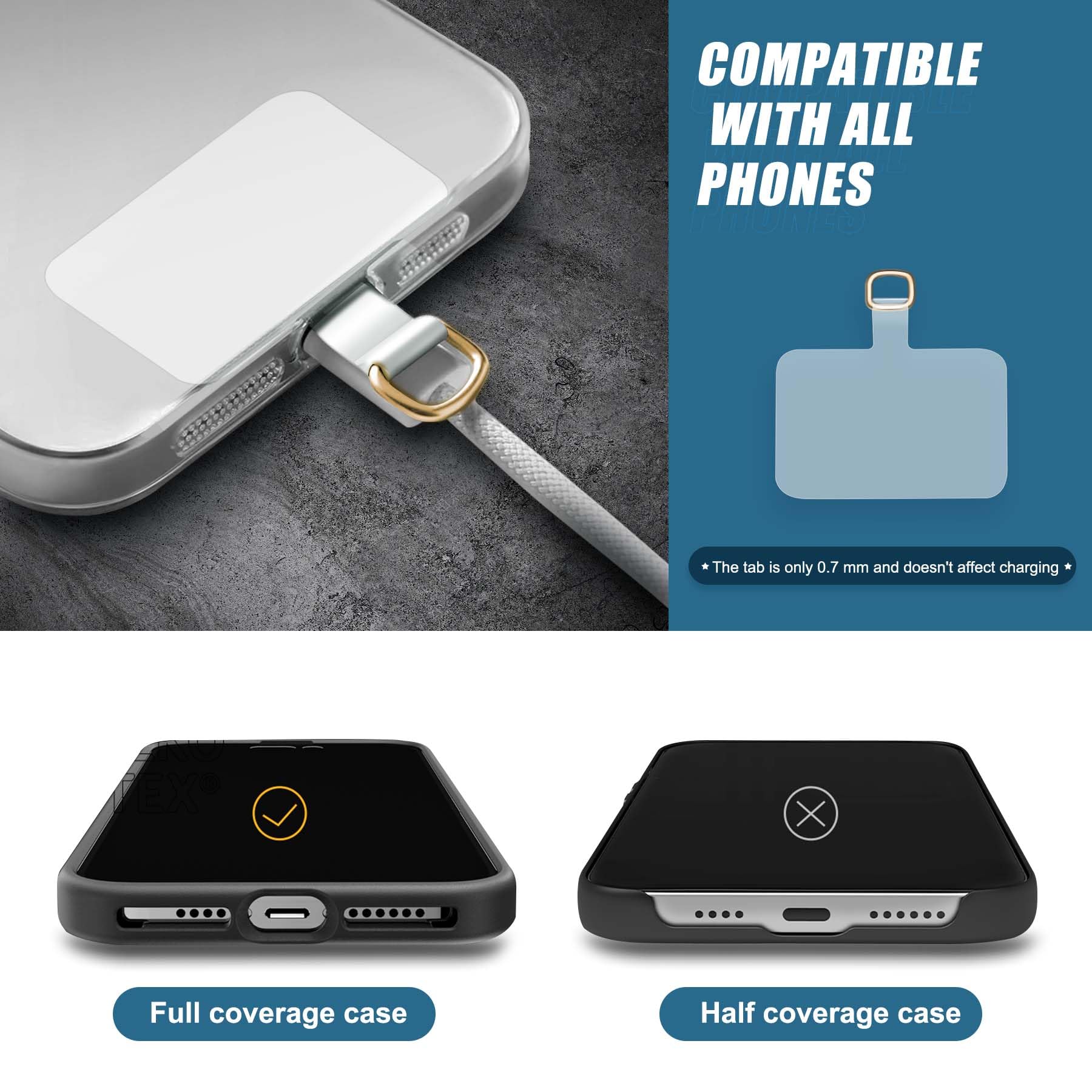 Correa de muñeca para teléfono, correa cruzada universal ajustable para teléfono celular, correa para el cuello con pestaña de sujeción