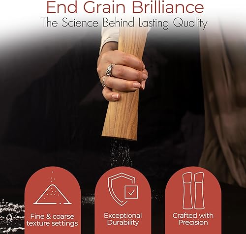 Miniatura 4 de MOELLE Molinillo de sal y pimienta de alta calidad, manual y hermoso diseño danés de madera de teca, coctelera recargable, de alta gama, ajustable,