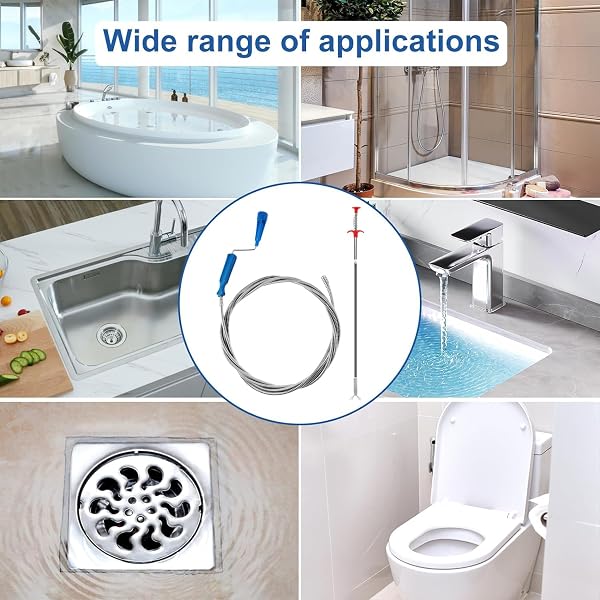 Lot de 2 Furet Deboucheur Canalisation Professionnel 3m & 0,6m Deboucheur wc Déboucheur canalisation Furet Plomberie Deboucheur evier Sonde De Debouchage Pour WC Evier Canalisation - 4