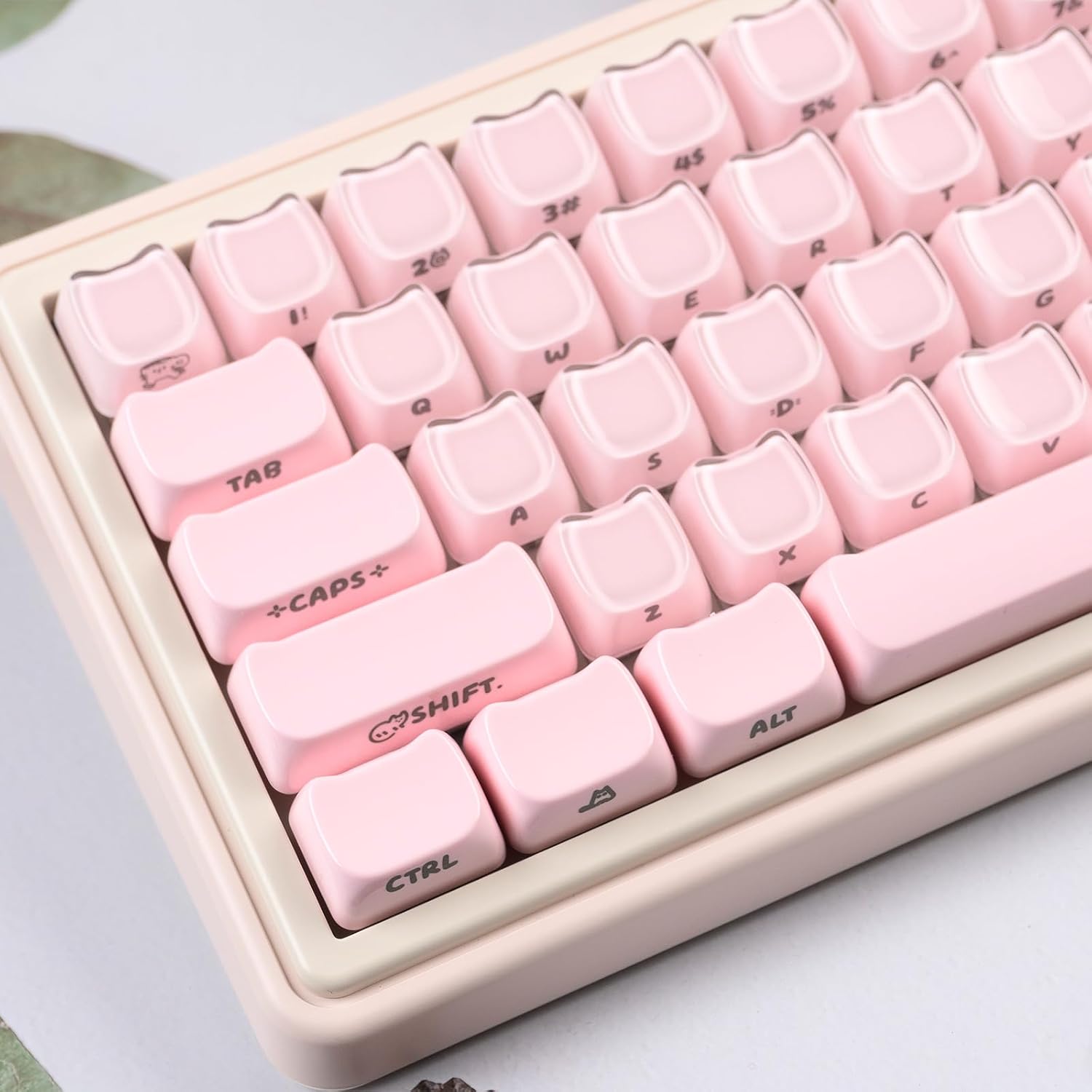 Crystal Jelly Keycaps, Cute Cat Translucent Keycaps, 119 Keys Mao Profile Keycap Set, White Side Printed Custom Keyboard Key Caps for 61/68/84/87/98/100 Cherry MX Keyboard Mechanical