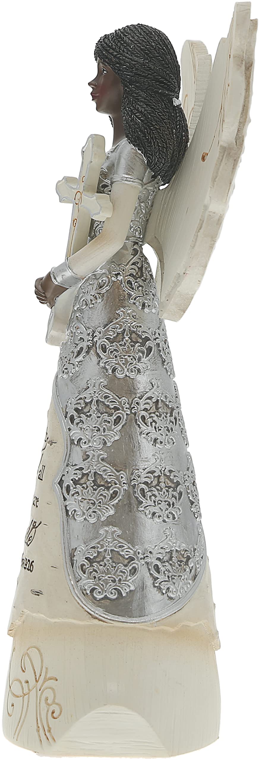 Pavilion - with God - 6.5" EBN Angel with Cross, Beige, Brown, Black, Silver, Purple, Green, White, 6-1/2" - Image 3