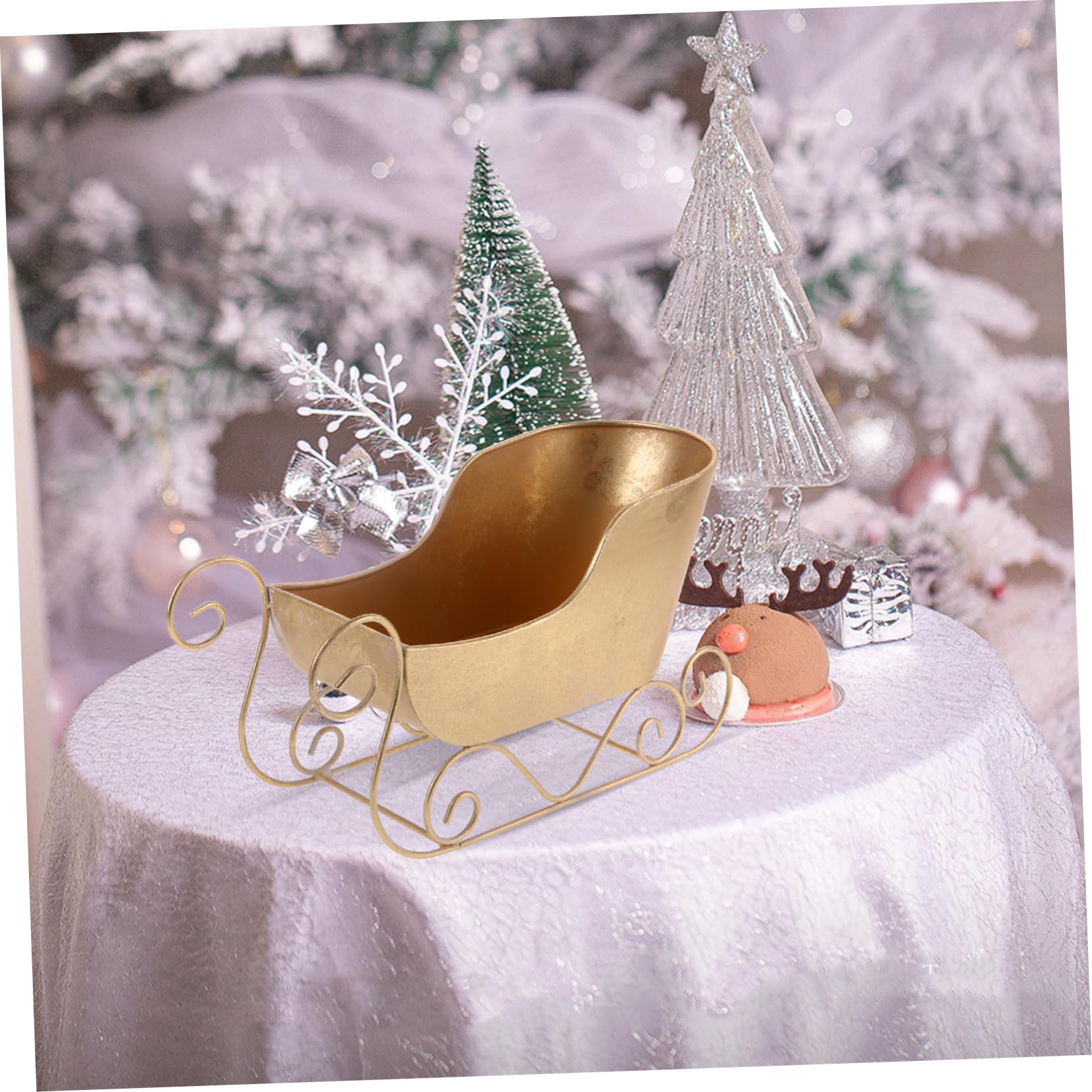 Cabilock Mini-Schlitten-weihnachtsschmuck aus Eisen Zarte Weihnachtstischdeko als Schlittenornament und Deko-Element für Festliche Anlässe