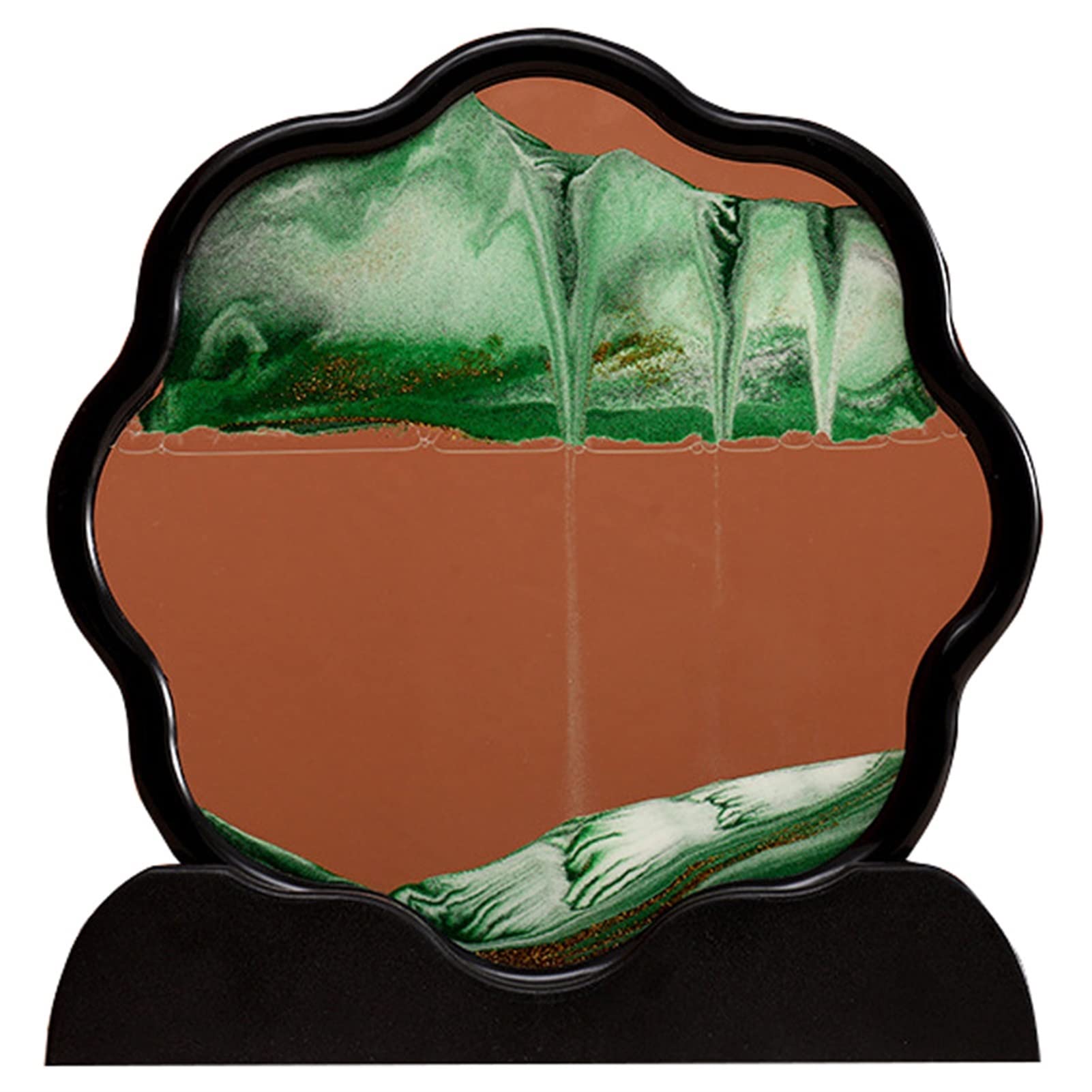 Meiiron 10IN, Black Frame Moving Sand Art, Sand Art Liquid Motion for Home Office Work Decoration, 3D Deep Sea Sandscapes Relaxation Hourglass Desk Decoration (Color : Green)
