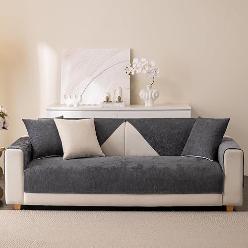 Miniatura 6 de Funda de felpilla suave, antideslizante, lavable para sofá modular de 3 cojines, funda para sofá de 3 cojines, funda para sofá con diseño afilado
