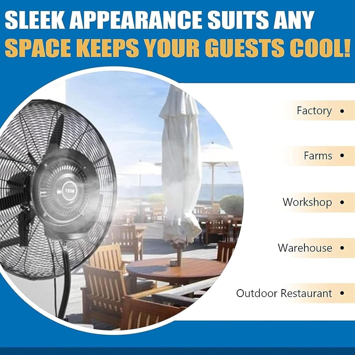 Wall Mounted Misting Fan with 3 Speeds, 90° Oscillation Fan with Mist, Cooling Fan for Patio, Outside Restaurant, Factory Workshop (Size : 81cm/31.9in)