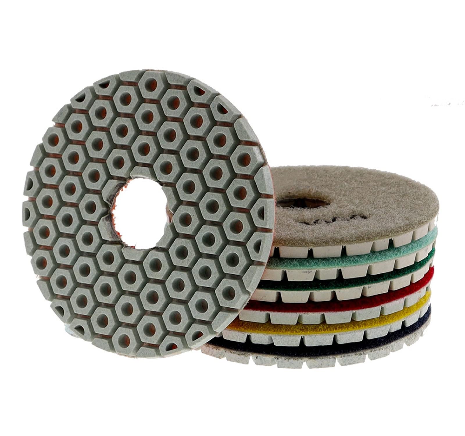 7 Unidades/juego De Almohadillas De Pulido De Diamante De 4 Pulgadas, Almohadilla De Pulido Seca/húmeda De 100mm Para Discos De Molienda De Hormigón De Piedra De Mármol De Granito,50
