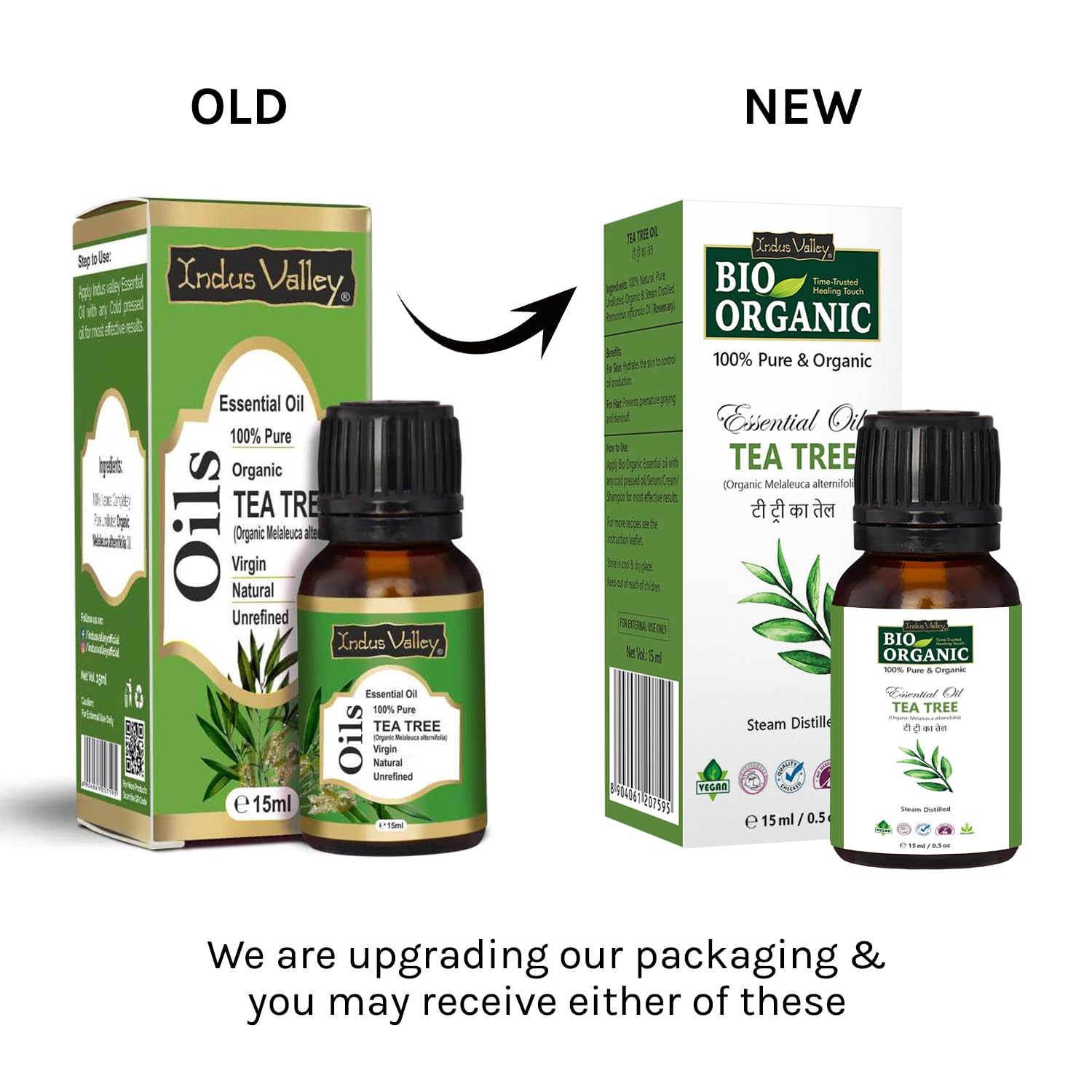 Indus Valley 100% Pure Natural & Organic Undiluted Tea Tree Essential Oil with Glass Dropper for Hair Growth, Skin, Acne, Face, Dandruff, Aromatherapy, Bah Oil & Diffuser (15ml) 1